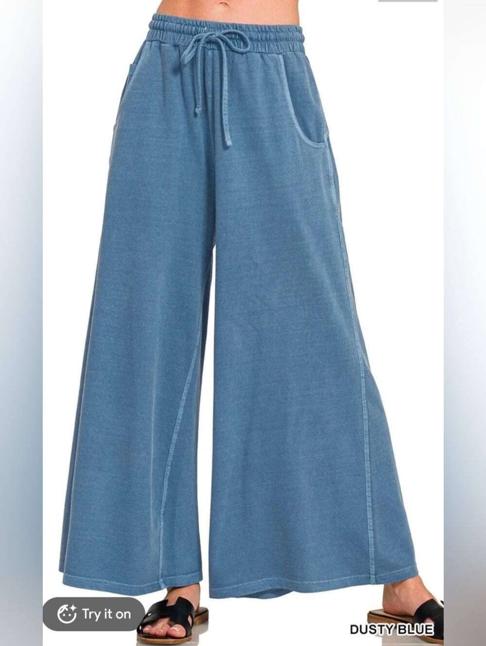 NEW! Zenana Outfitters Women's Wide-Leg Drawstring Pants